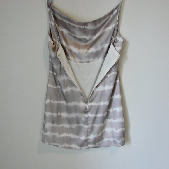 Satin Mini Slip Dress Gray White Tie Dye Sleeveless Holiday Party Medium NWT - Picture 13 of 15
